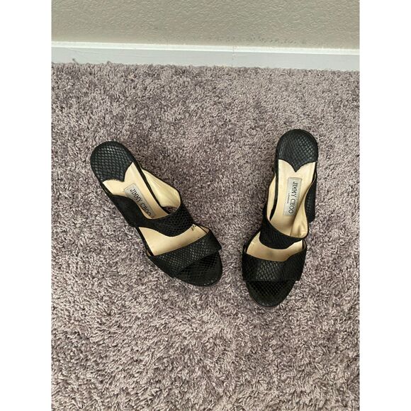 JIMMY CHOO Black Suede Studded Heeled Slide Ons Size 9 - Picture 2 of 16